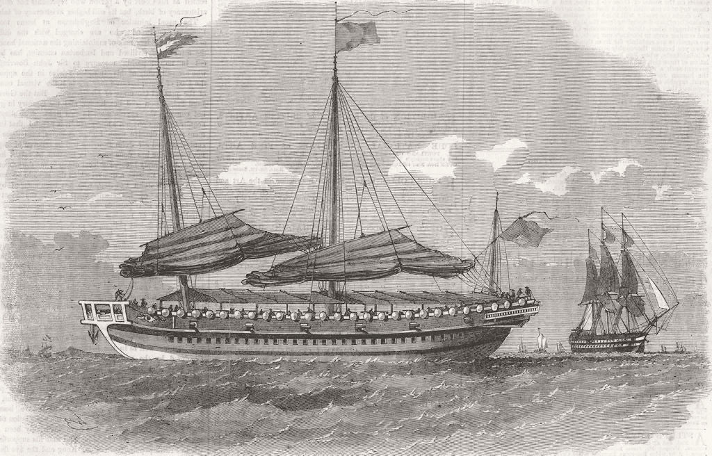 CHINA. Modern war junk. 2nd class 1857 old antique vintage print picture